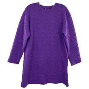 Zara Oversized Quilted Embossed Sweater Dress Long Sleeve